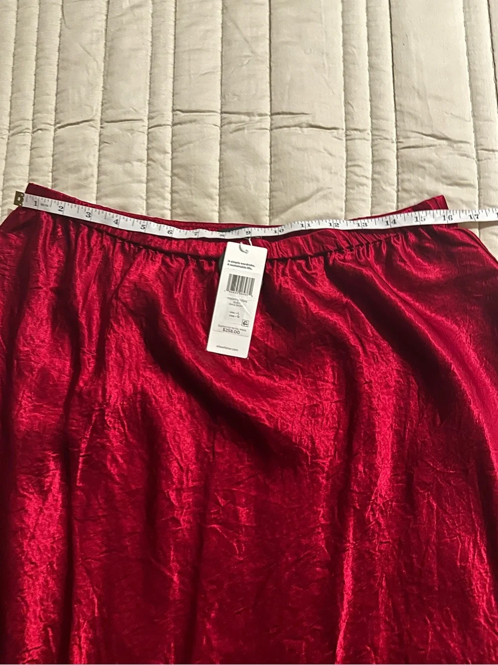 Eileen Fisher Textured Satin Elastic Waist Bias Maxi Skirt, in Ruby